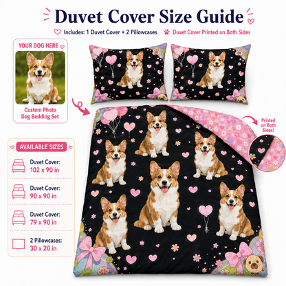 Personalized Pet Bedding Set, Custom Dog Photo Sheet Or Duvet Cover THUC99