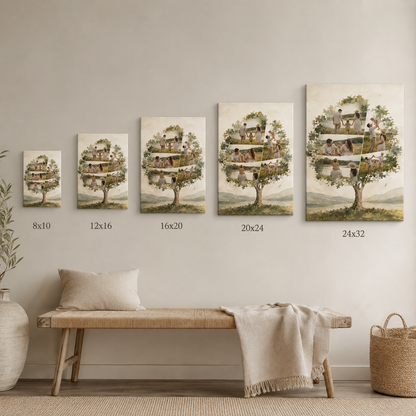 Custom Photo Tree Family Canvas Wall Art - Custom Gift For Dad TOM99