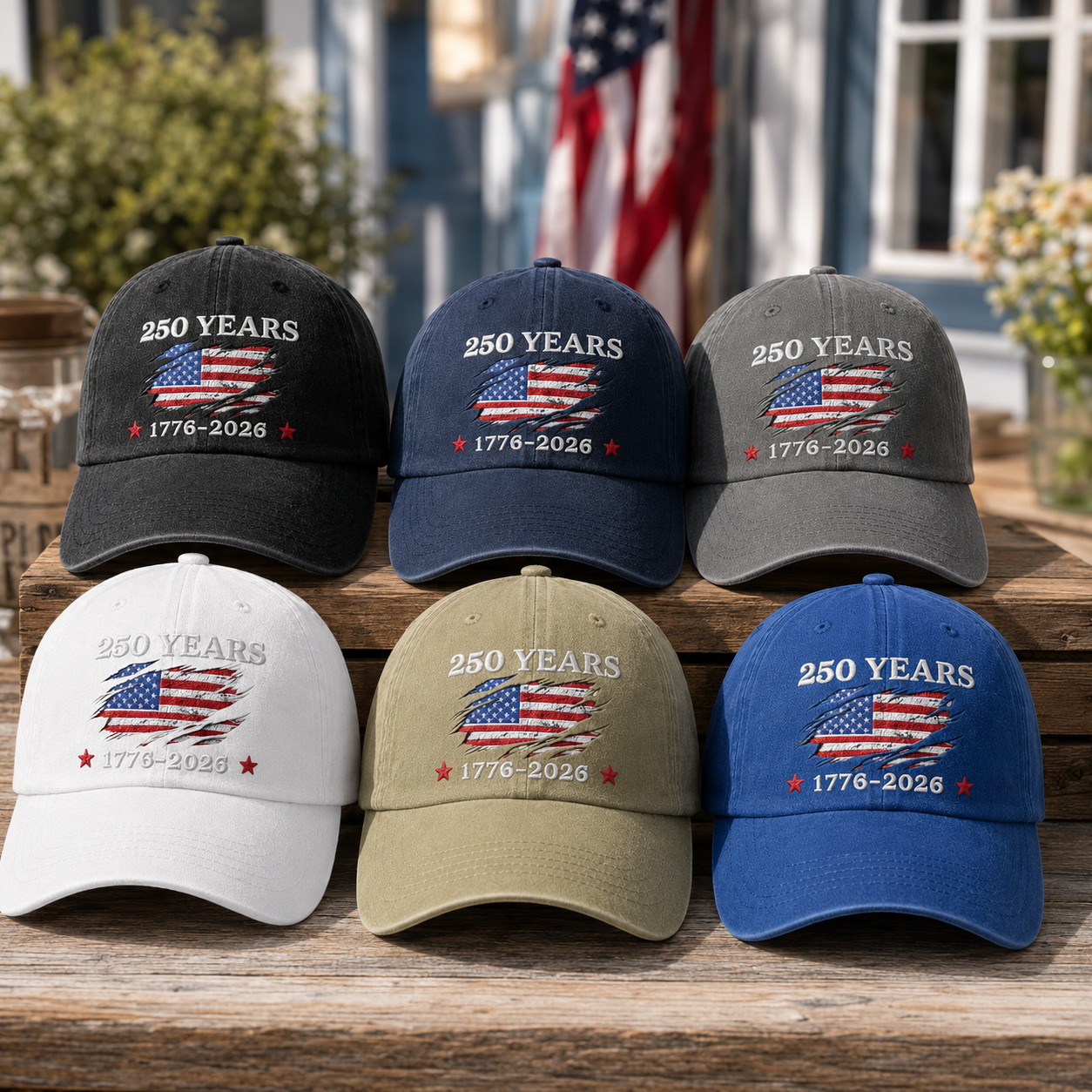 American Pride USA 250 Years Embroidered Distressed Dad Hat Independence Day Cap THUC99