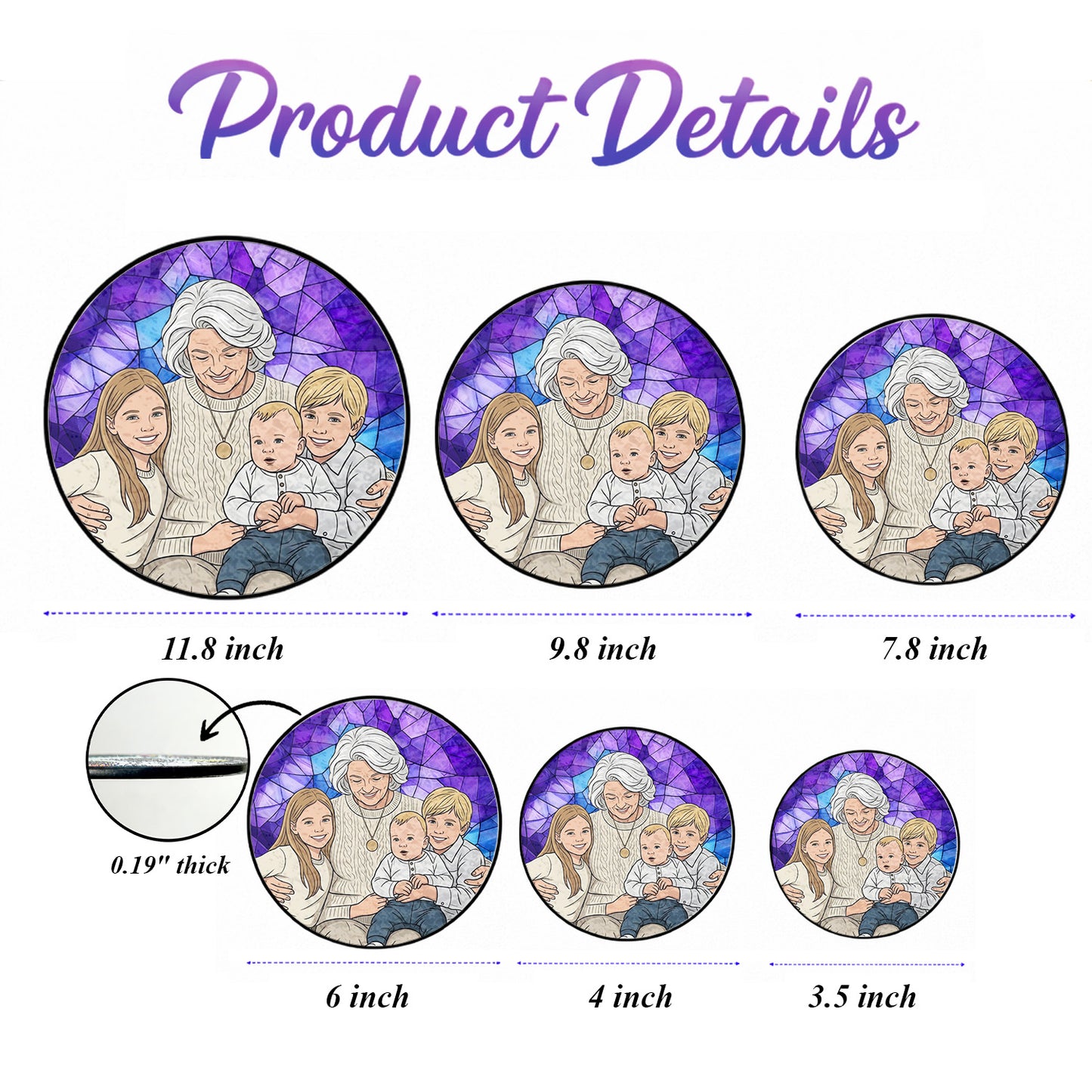 Custom Family Photo Glass Suncatcher – Grandma Gift, Mother's Day Decor THUC99