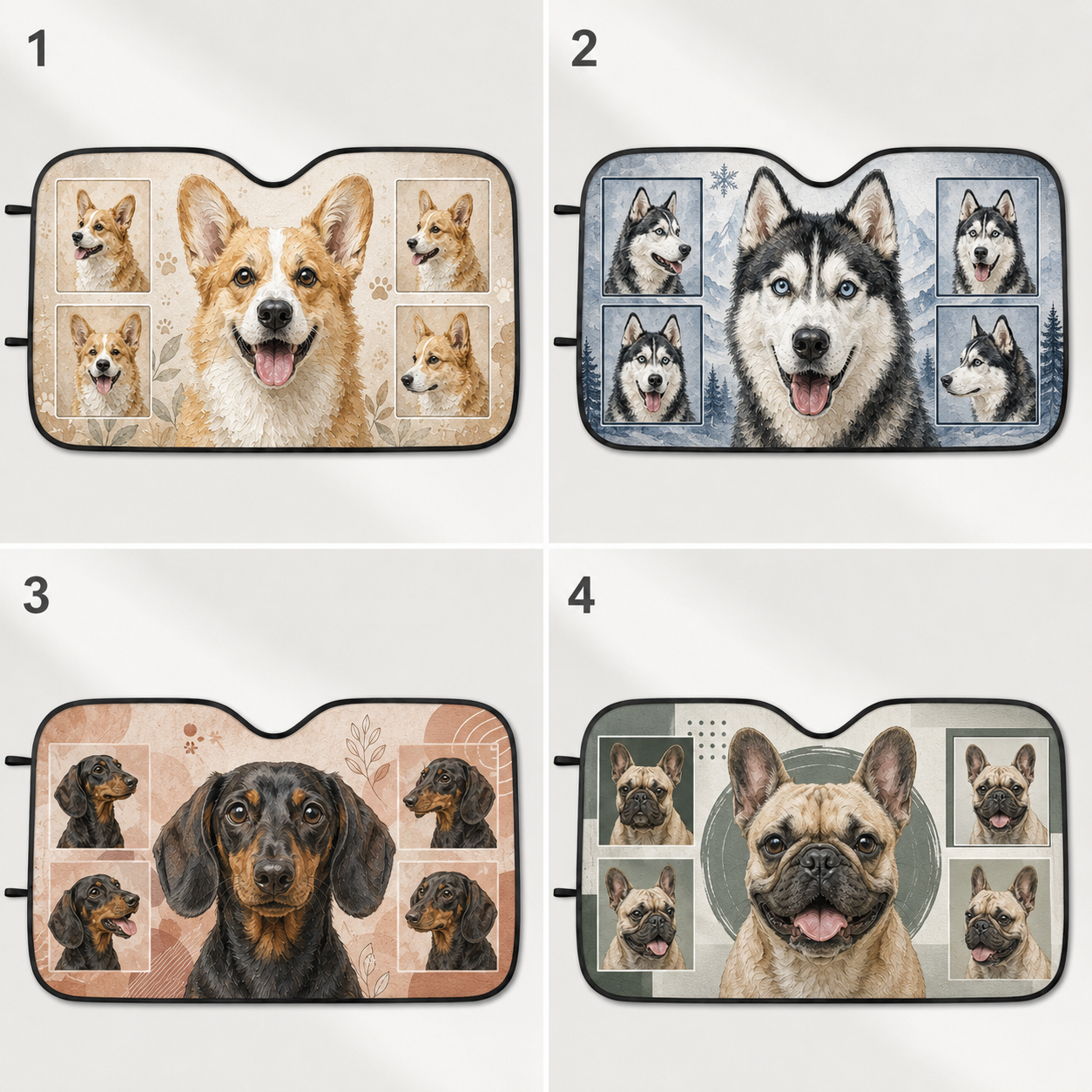 Custom Dog Auto Car Sun Shade, Personalized Pet Windshield Sunshade, Custom Photo Dog Car Accessories Gift THUC99