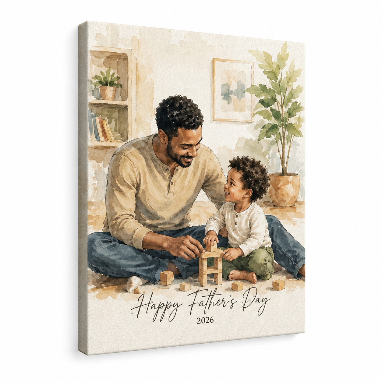 Custom Photo Happy Father's Day Canvas Wall Art - Custom Gift For Dad TOM99