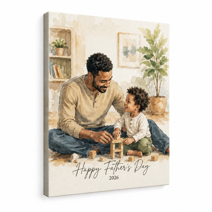 Custom Photo Happy Father's Day Canvas Wall Art - Custom Gift For Dad TOM99