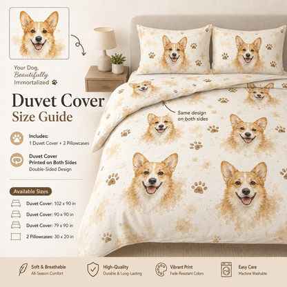 Custom Dog Photo Bedroom Set, Personalized Pet Bedding Gift For Family THUC99