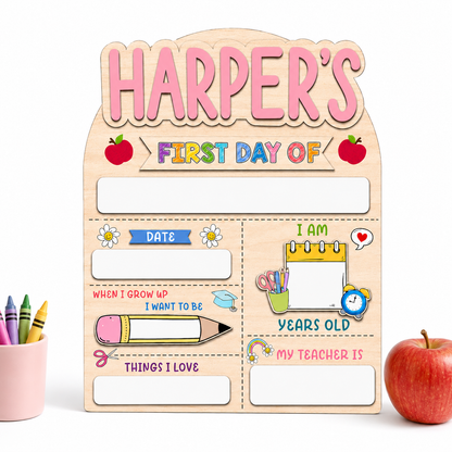 Custom Back to School Sign, Personalized First Day Last Day School Board THUC99