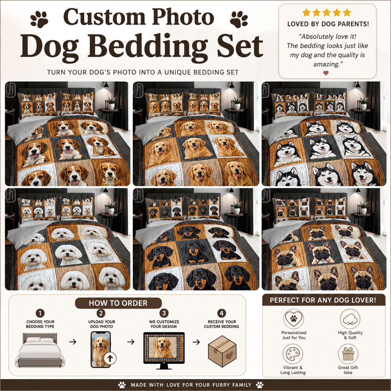 Personalized Dog Bedding Set With Photo, Custom Pet Sheet Set Gift THUC99