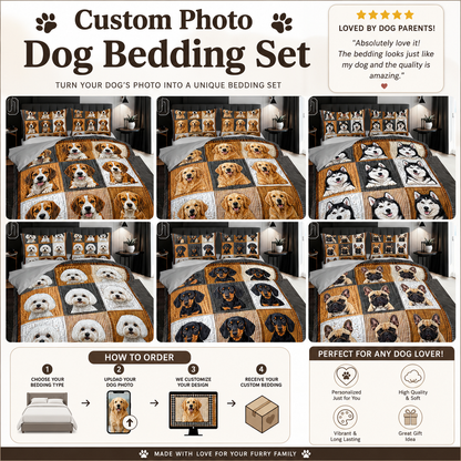 Personalized Dog Bedding Set With Photo, Custom Pet Sheet Set Gift THUC99
