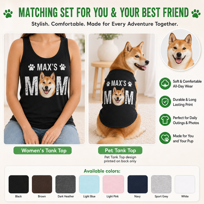 Personalized Women’s Tank Top with Dog Photo, Matching Pet Tank Top Summer Set THUC99