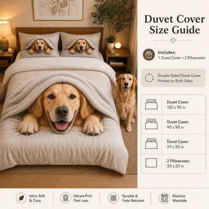 Custom Dog Portrait Bedding Set, Personalized Pet Photo Sheet And Pillowcase Set THUC99