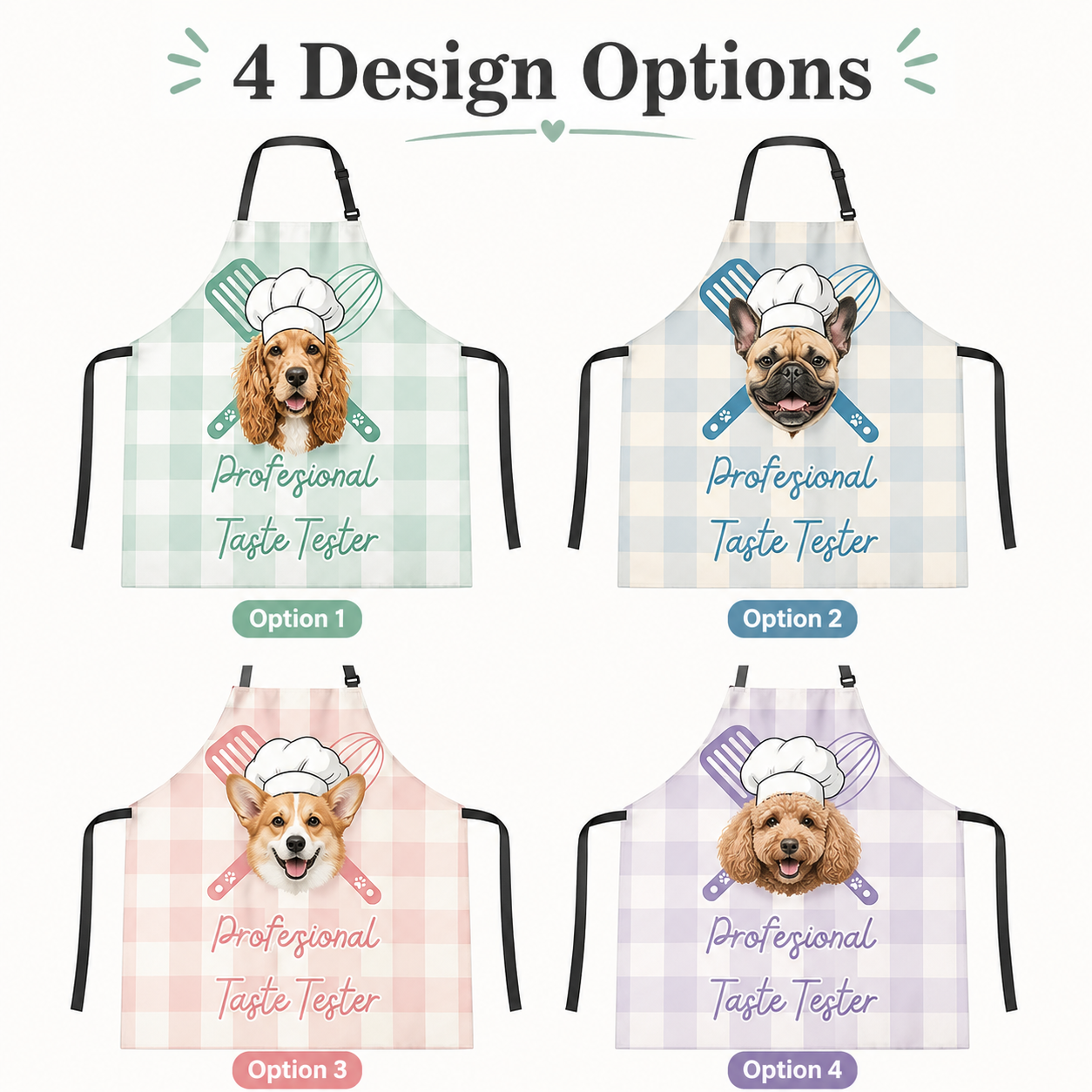 Personalized Dog Apron with Custom Dog Photo, 100% Poly Oxford Kitchen Apron for Dog Mom and Pet Parents THUC99