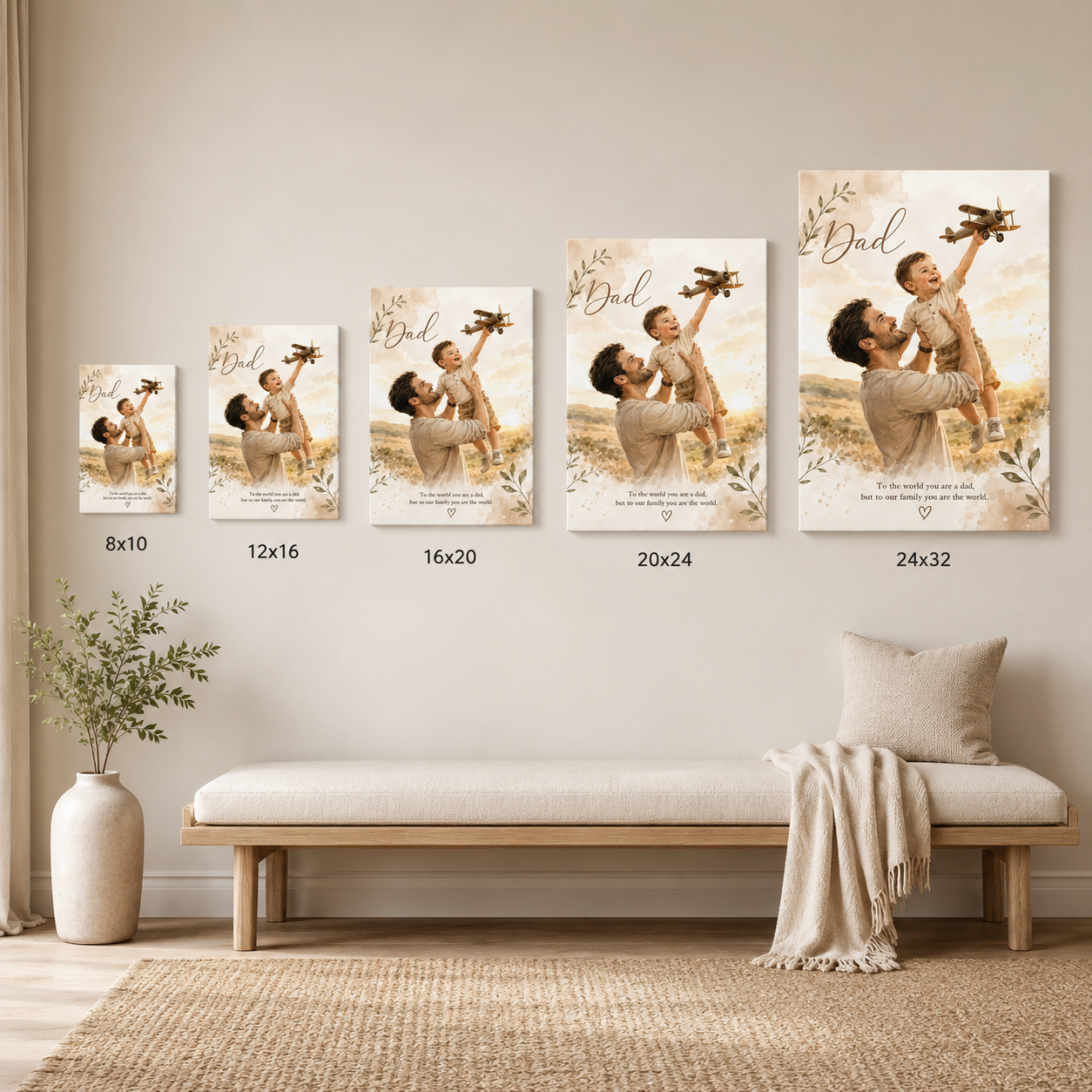 Custom Photo Boy Dad Canvas Wall Art - Custom Gift For Dad TOM99