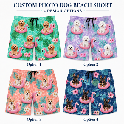 Custom Pet Portrait Beach Shorts Personalized Dog Lover Swim Trunks Gift THUC99
