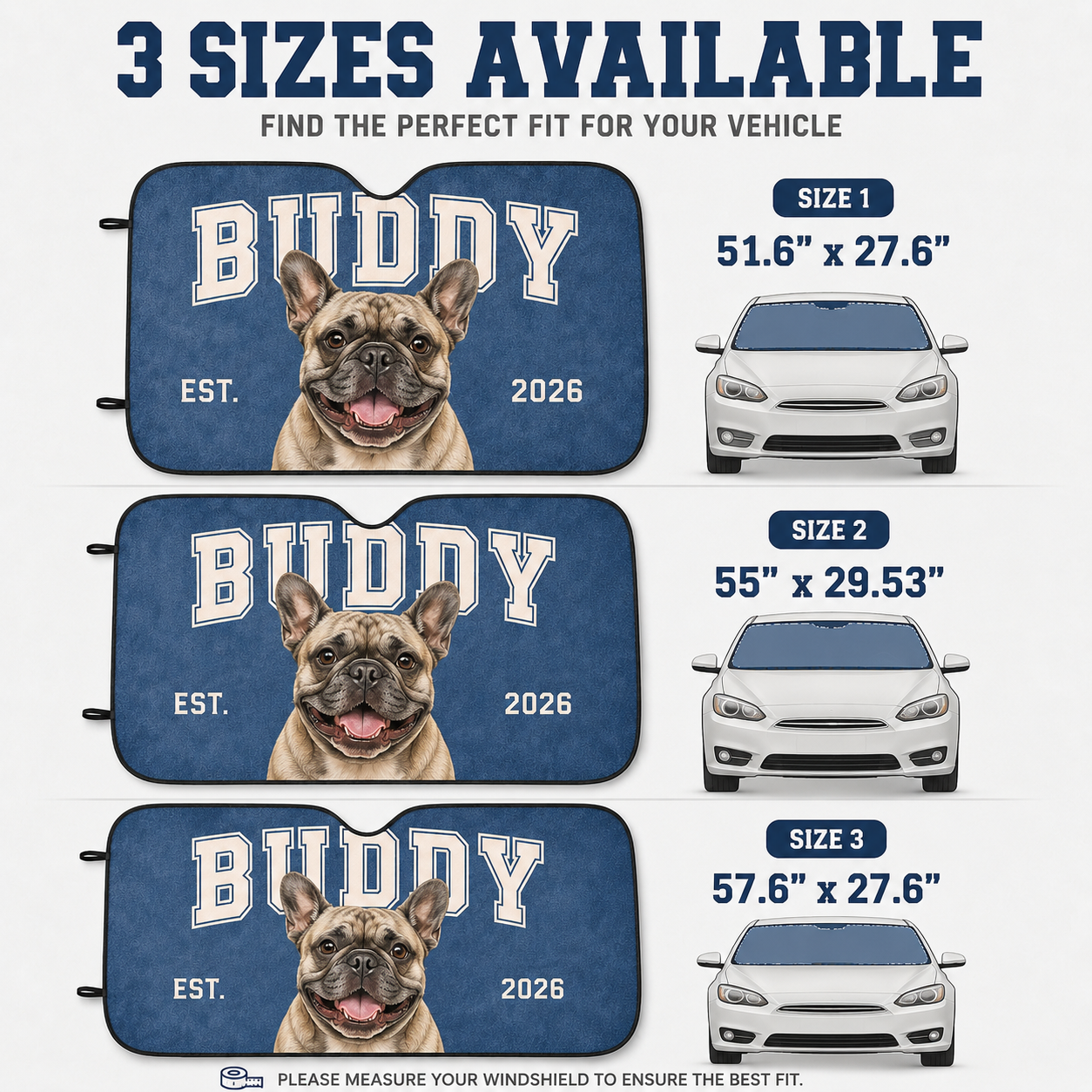 Personalized Dog Mom Car Sunshade, Custom Pet Photo Windshield Shade, Auto Accessories Gift THUC99