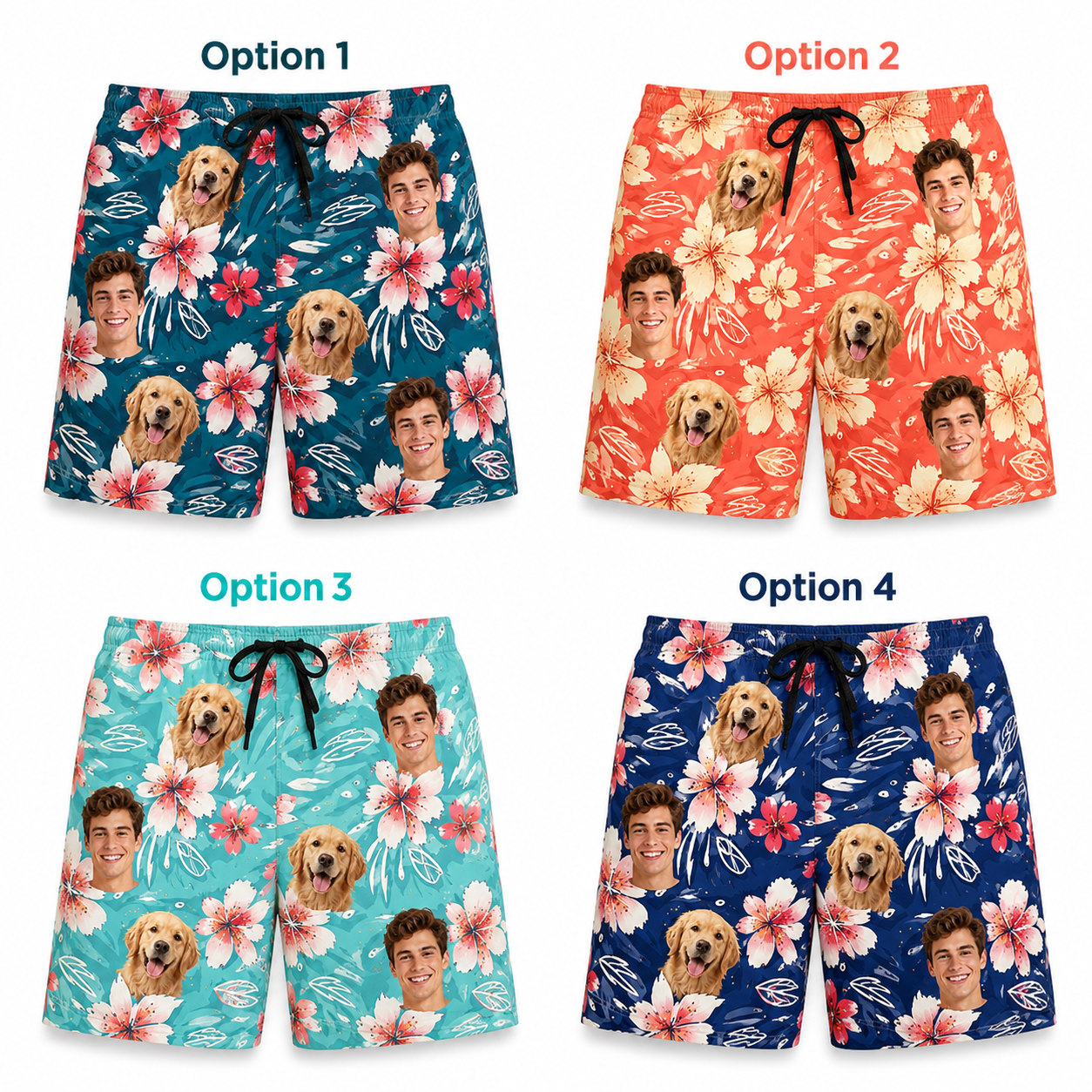 Custom Photo Dog Casual Shorts Personalized Pet Picture Beach Trunks Gift THUC99