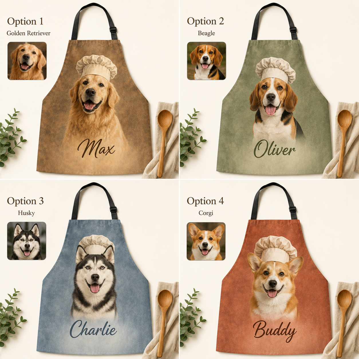 Personalized Custom Dog Apron with Photo, Cooking Apron for Pet Parents and Dog Lovers THUC99