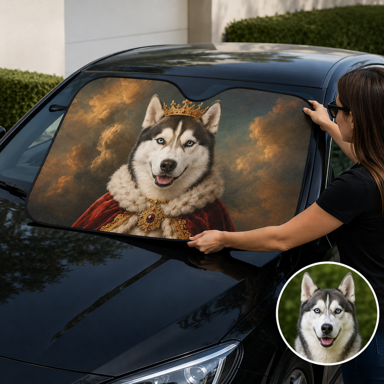 Custom Dog Car Windshield Sunshade, Dog Dad Car Interior Gift THUC99