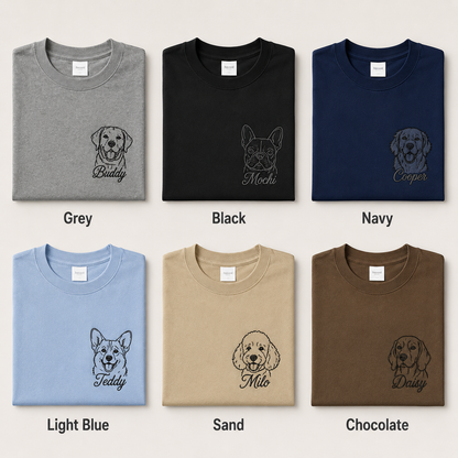 Custom Pet Portrait Embroidery Shirt, Personalized Dog Photo T-Shirt, Pet Owner Gift THUC99