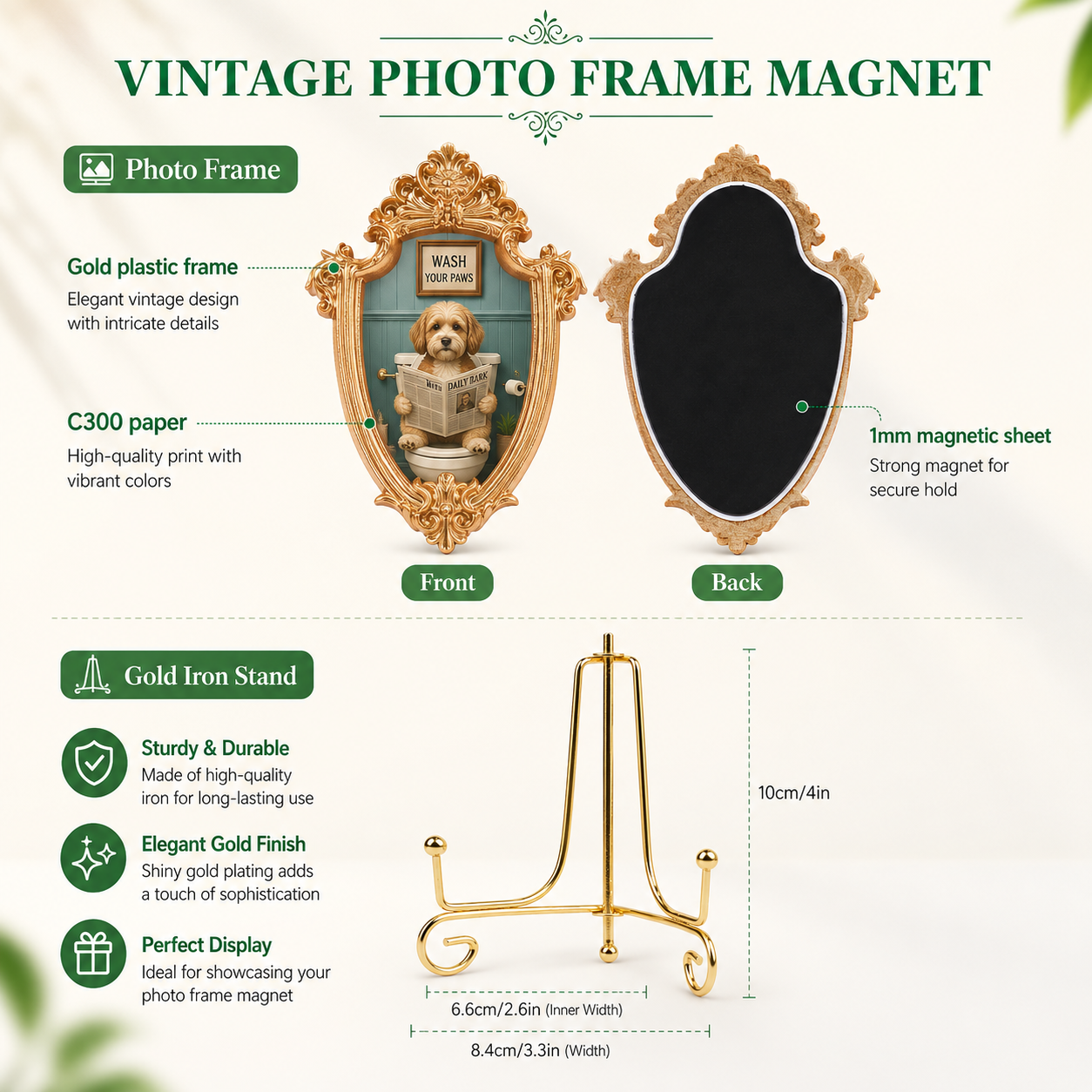 Custom Dog Vintage Photo Frame Magnet, Personalized Pet Portrait Dog Lover Gift THUC99