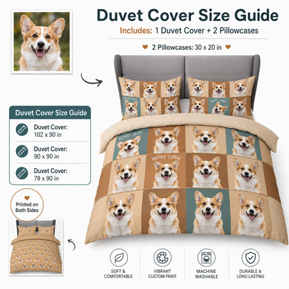 Custom Dog Face Duvet Cover Set, Personalized Pet Lover Gift THUC99