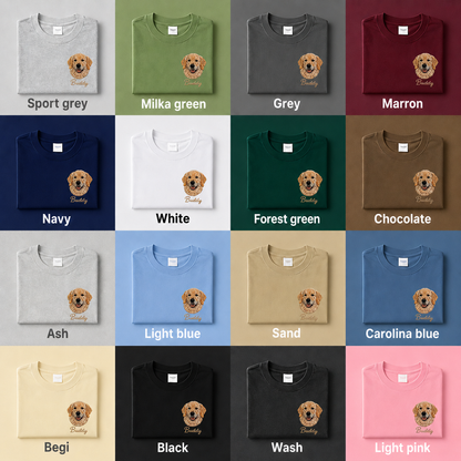 Custom Photo Dog Embroidered Unisex T-Shirt, Personalized Pet Portrait Shirt, Custom Dog Mom Dad Gift THUC99