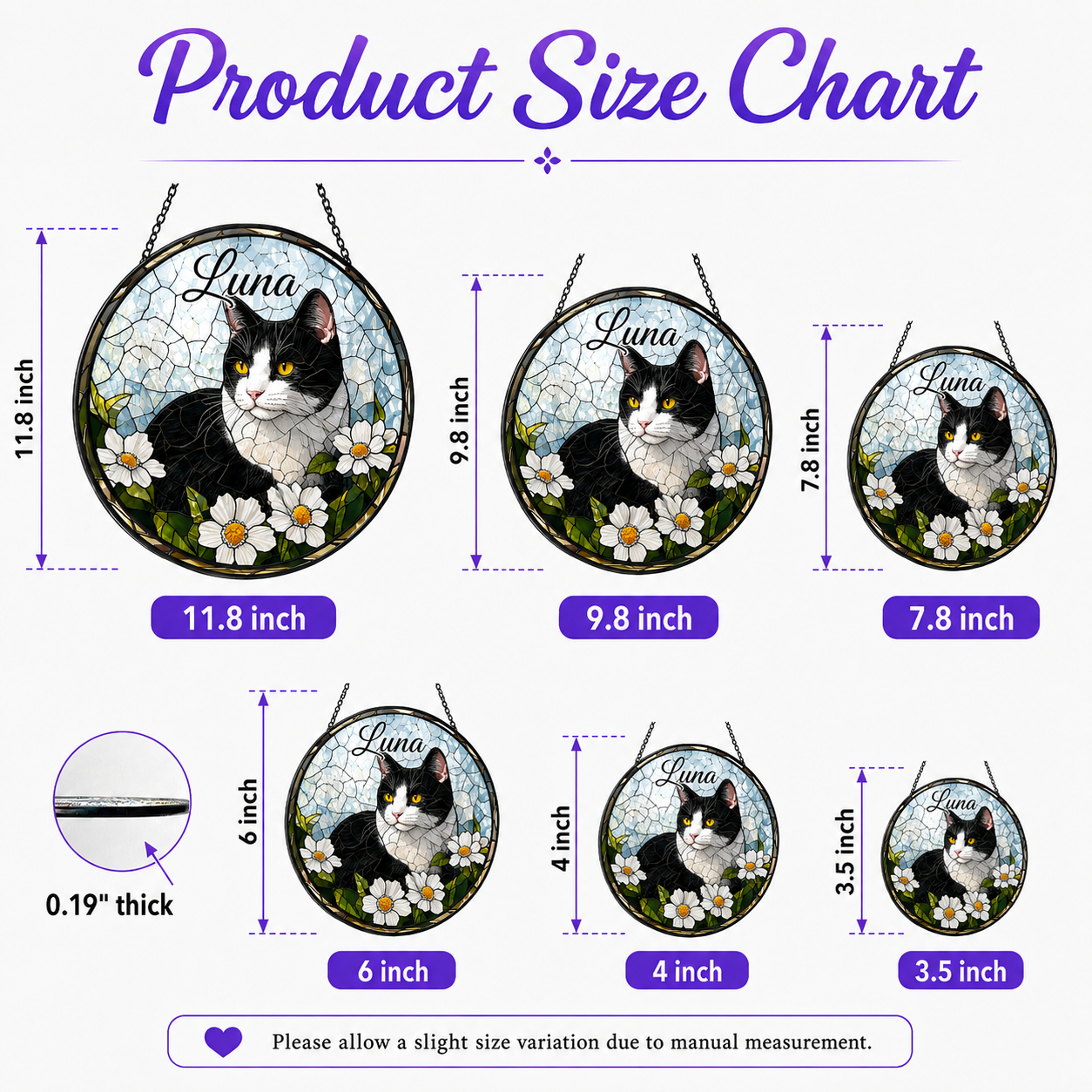Personalized Cat Stained Glass Suncatcher – Custom Pet Photo Window Decor For Cat Lover THUC99