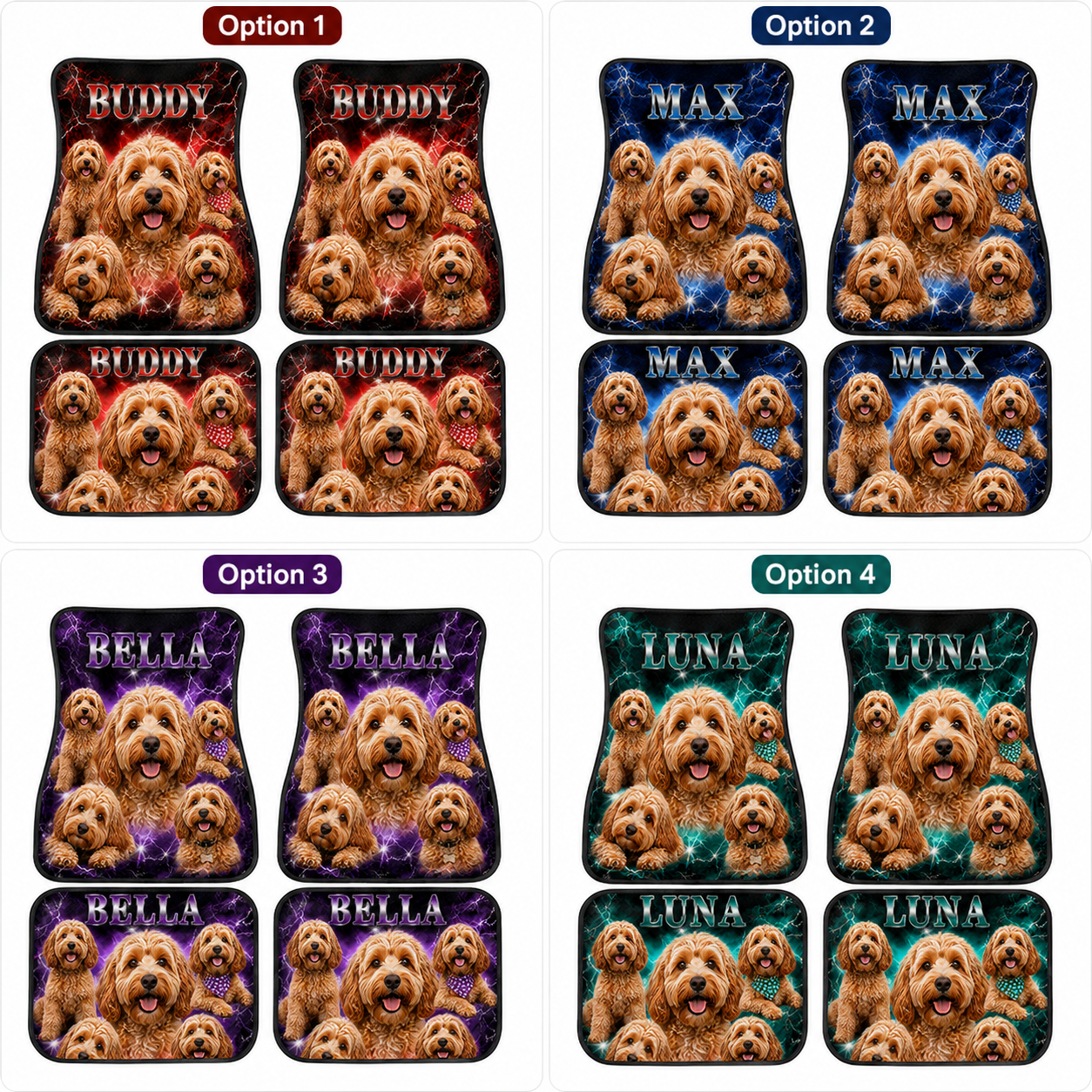 Custom Photo Pet Car Mats 4-Piece Set, Dog Lover Car Interior Accessories THUC99