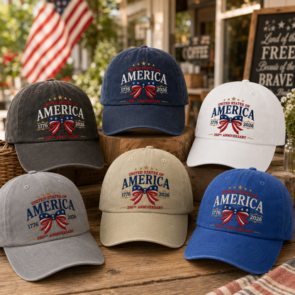 Patriotic USA 250th Anniversary Vintage Hat Embroidered American Freedom Baseball Cap THUC99