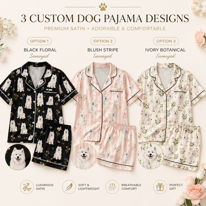 Custom Pet Portrait Satin Pajamas Set with Dog Photo Printed Sleepwear Gift THUC99