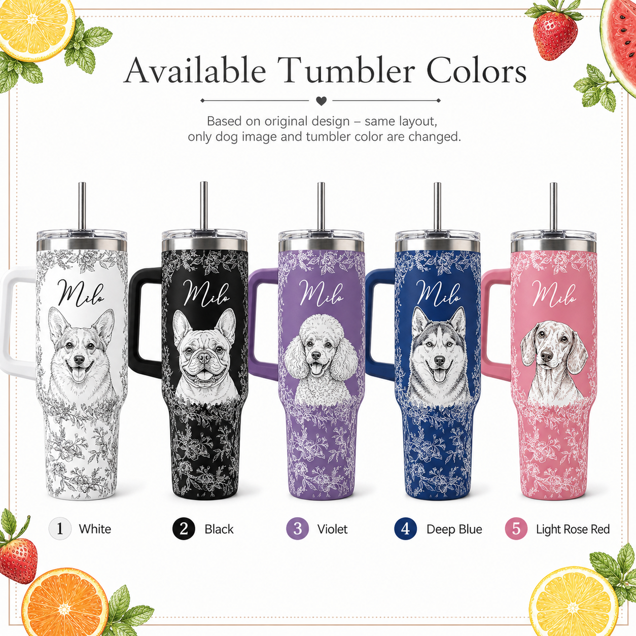 Custom Dog Picture 40oz Tumbler – Personalized Pet Lover Stainless Steel Travel Mug THUC99