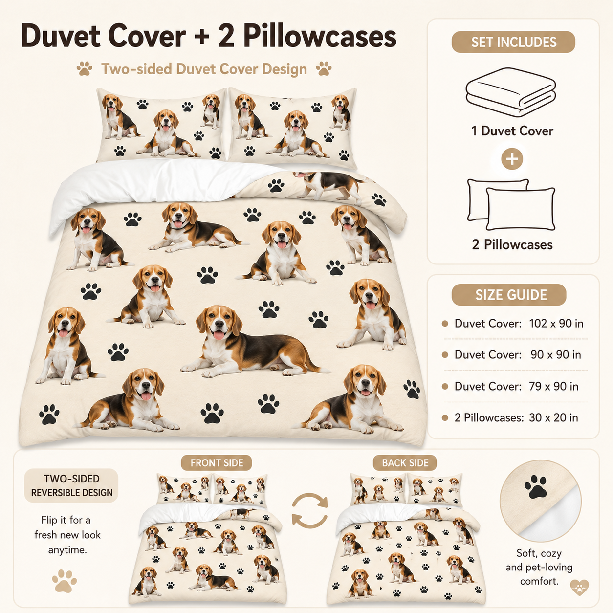 Custom Photo Dog Bedding Set, Personalized Pet Bed Sheet Set Gift For Dog Lover THUC99