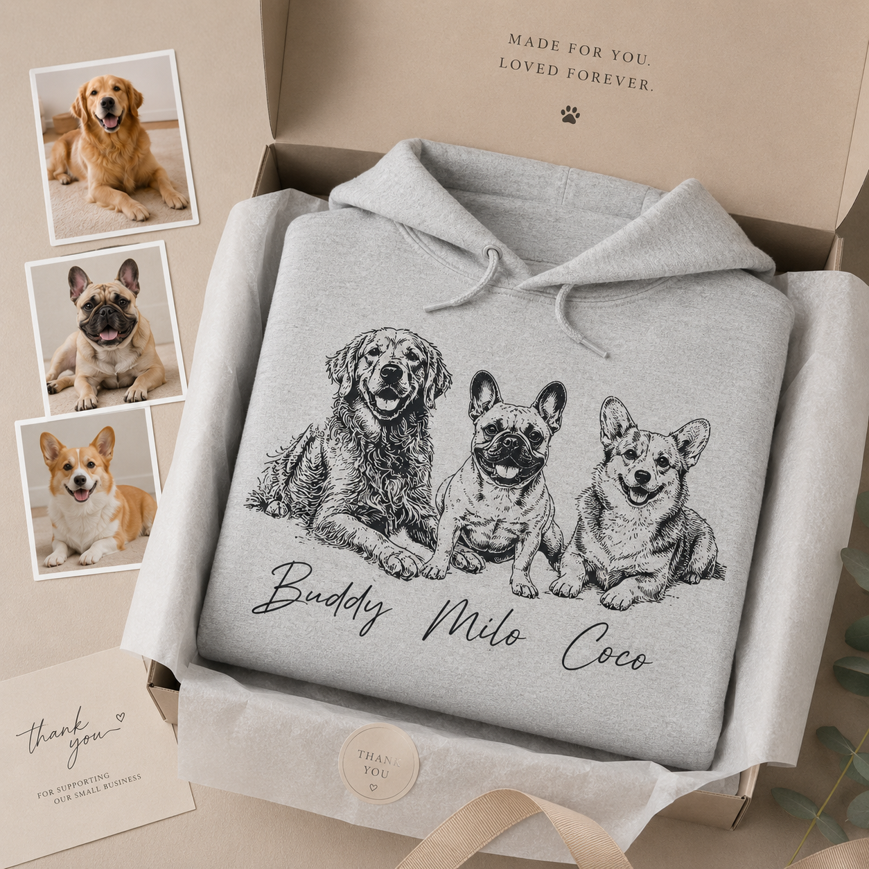 Custom Dog Face Sweatshirt Personalized Puppy Photo Hoodie Funny Gift for Pet Lovers THUC99