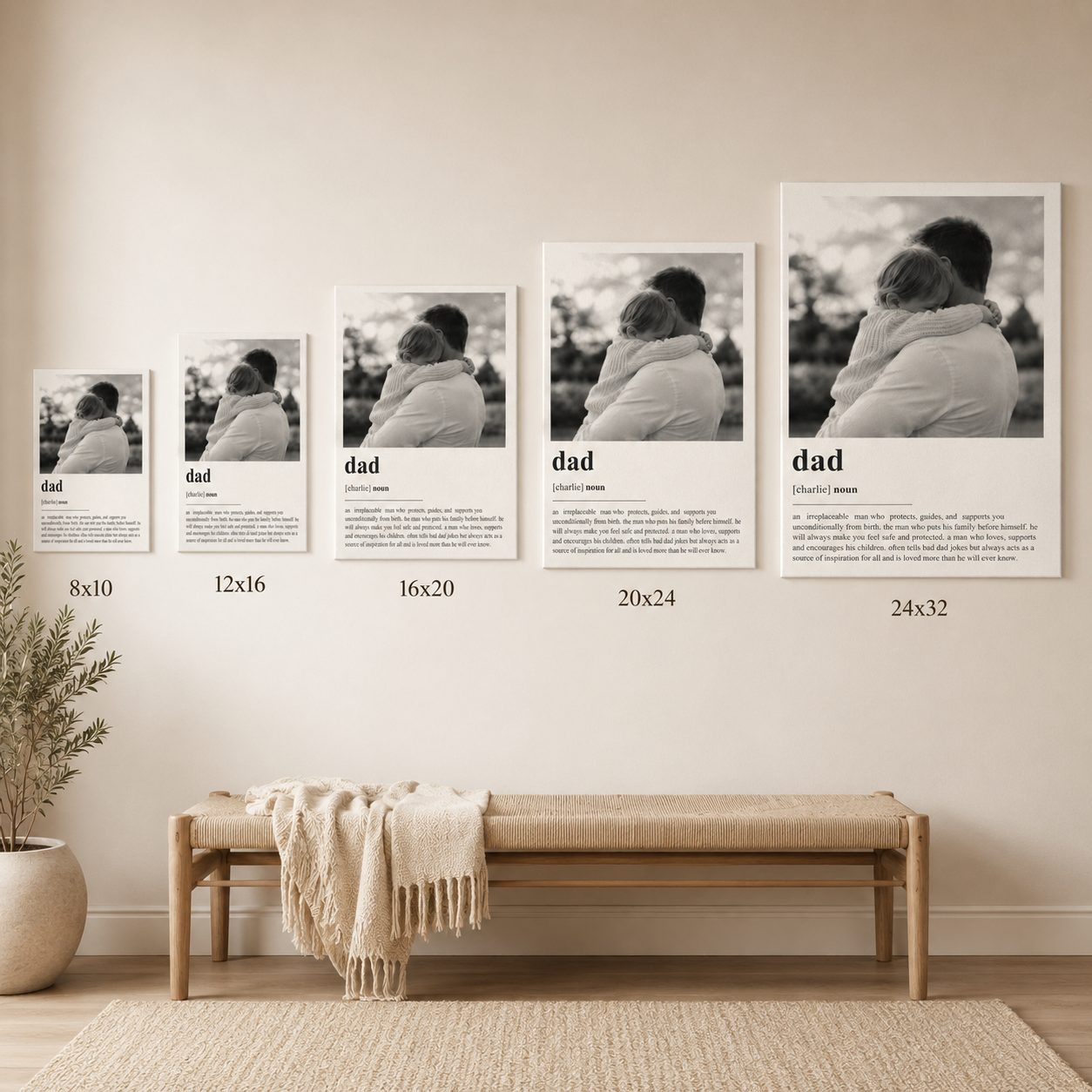 Custom Photo Big Dad Canvas Wall Art - Custom Gift For Dad TOM99