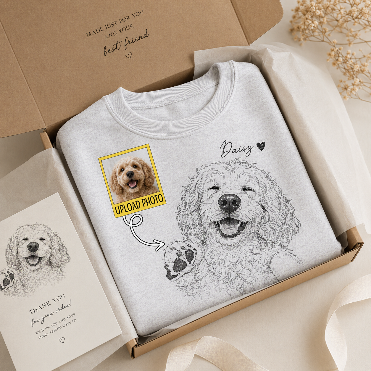 Custom Pet Portrait Hoodie Personalized Dog Photo Sweatshirt Memorial Gift for Pet Owners THUC99