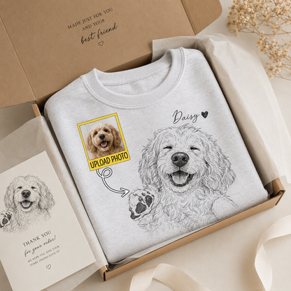 Custom Pet Portrait Hoodie Personalized Dog Photo Sweatshirt Memorial Gift for Pet Owners THUC99