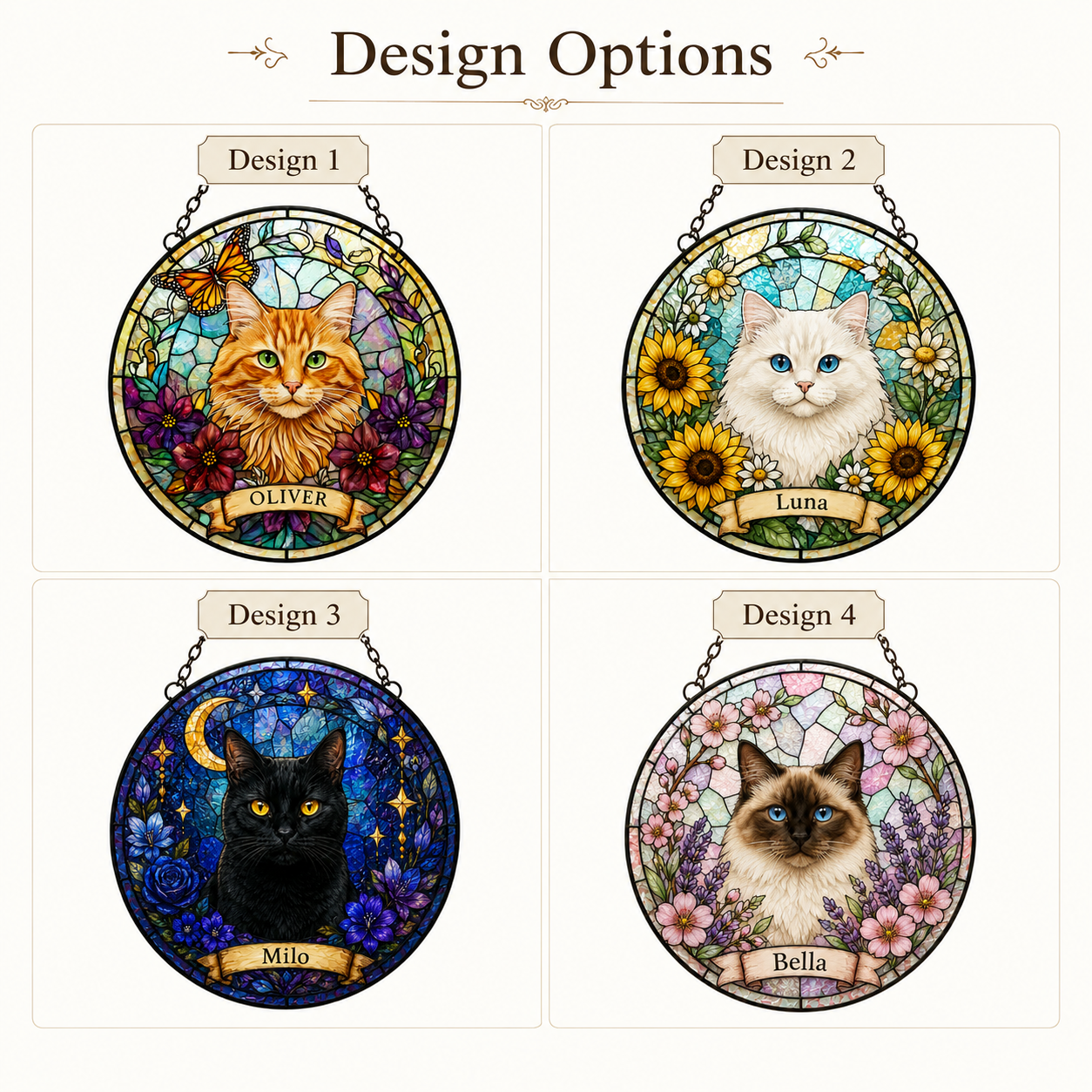 Custom Photo Cat Memorial Glass Suncatcher Gift – Personalized Sympathy Window Hanging THUC99
