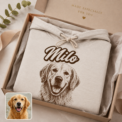 Custom Dog Photo Hoodie Personalized Pet Portrait Sweatshirt for Dog Mom and Dog Dad THUC99