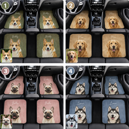 Custom Photo Dog Car Floor Mats 4-Piece Set, Personalized Pet Car Floor Mat, Car Interior Accessories THUC99