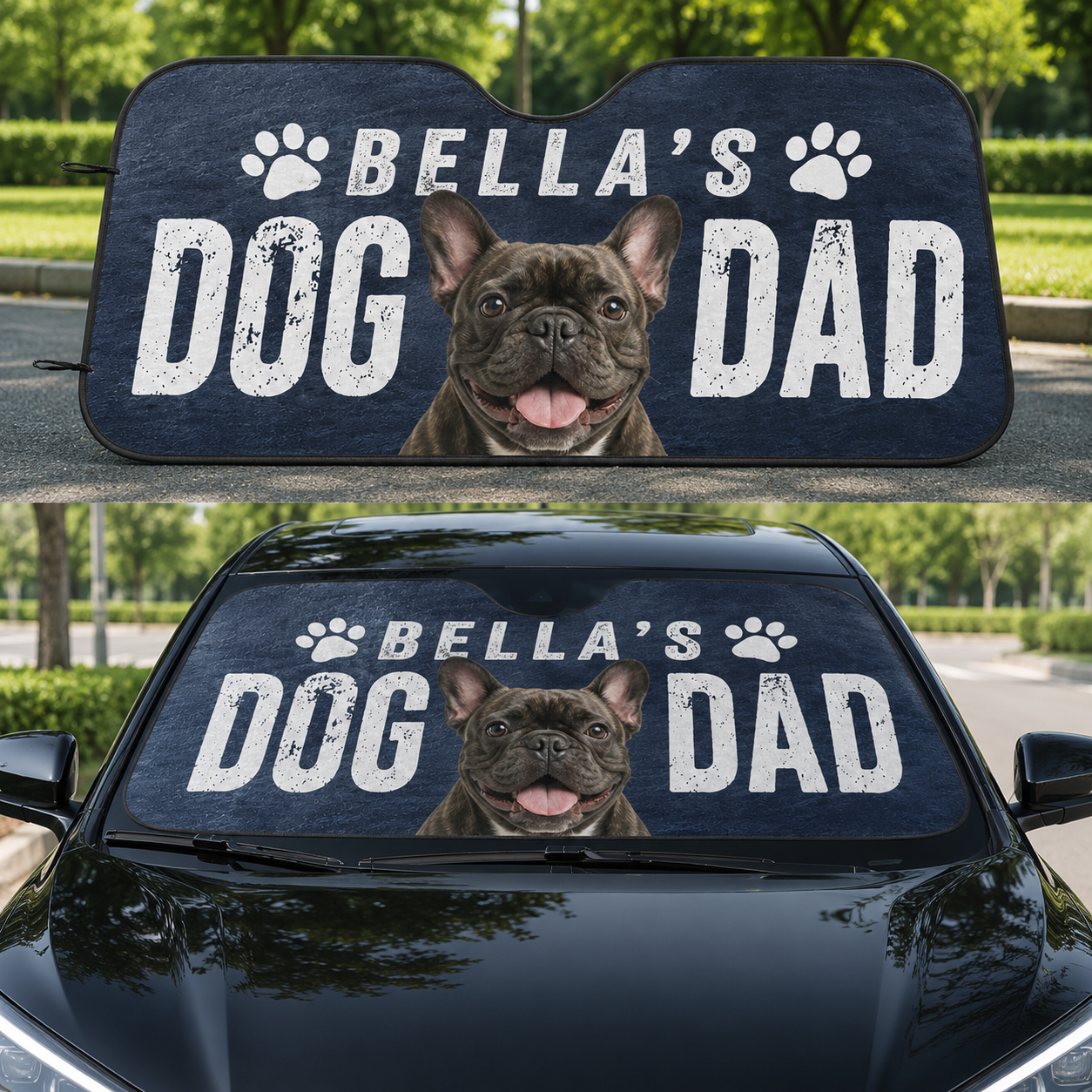 Custom Dog Car Sun Shade, Personalized Pet Photo Dog Mom Gift for Car THUC99