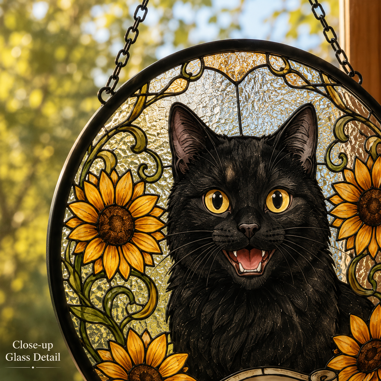 Custom Photo Pet Stained Glass Suncatcher – Personalized Cat Lover Window Ornament Gift THUC99