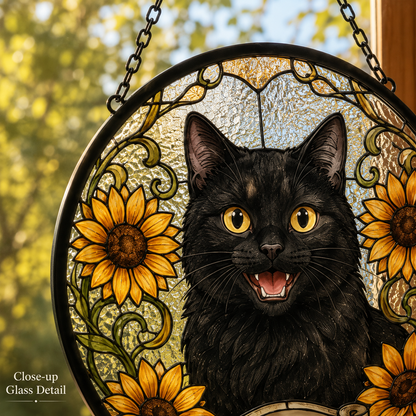 Custom Photo Pet Stained Glass Suncatcher – Personalized Cat Lover Window Ornament Gift THUC99