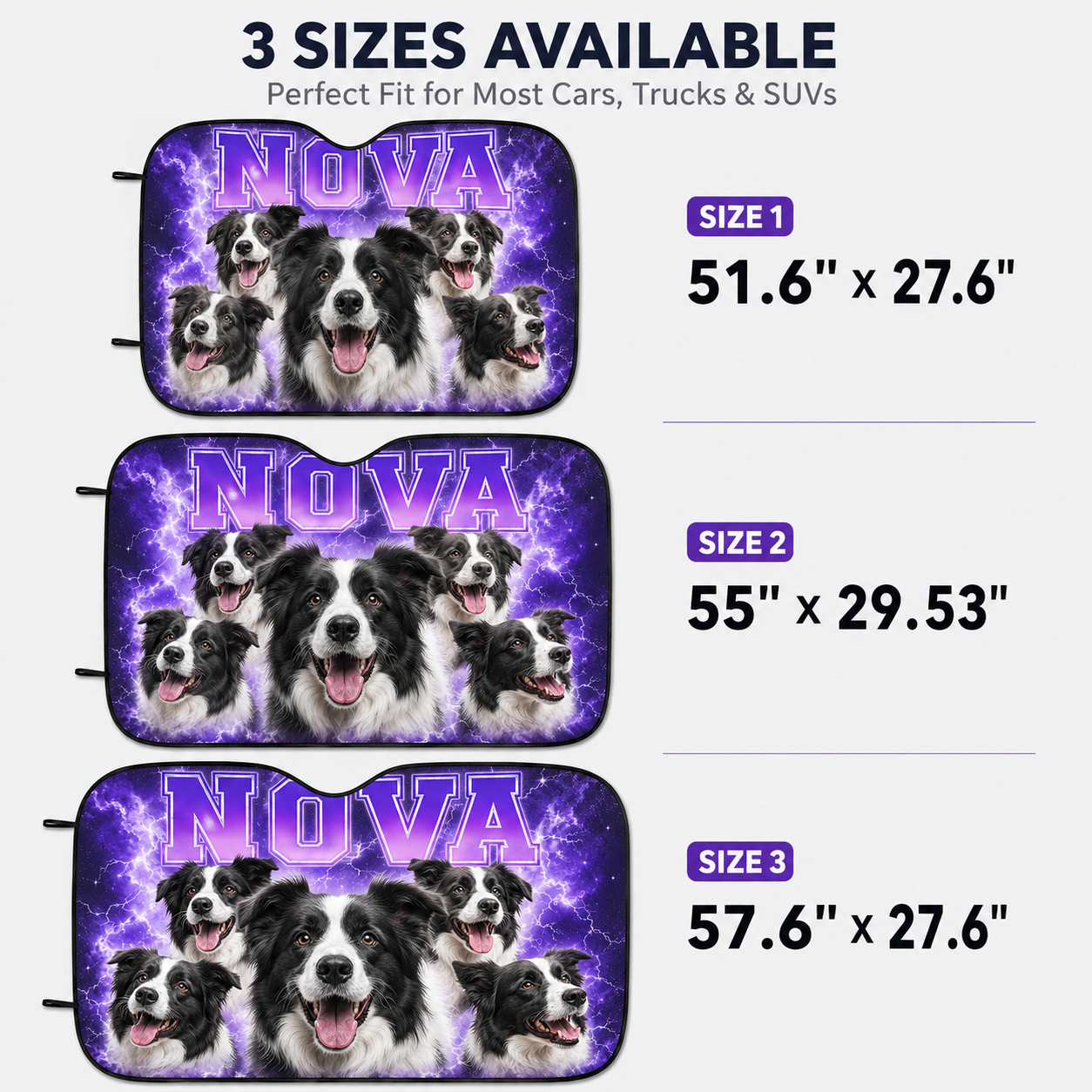 Personalized Dog Car Window Sunshade, Custom Photo Pet Windshield Cover, Car Accessories for Dog Lovers THUC99
