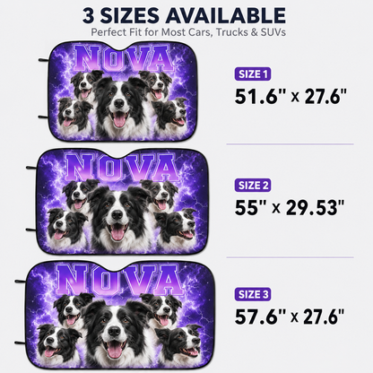 Personalized Dog Car Window Sunshade, Custom Photo Pet Windshield Cover, Car Accessories for Dog Lovers THUC99