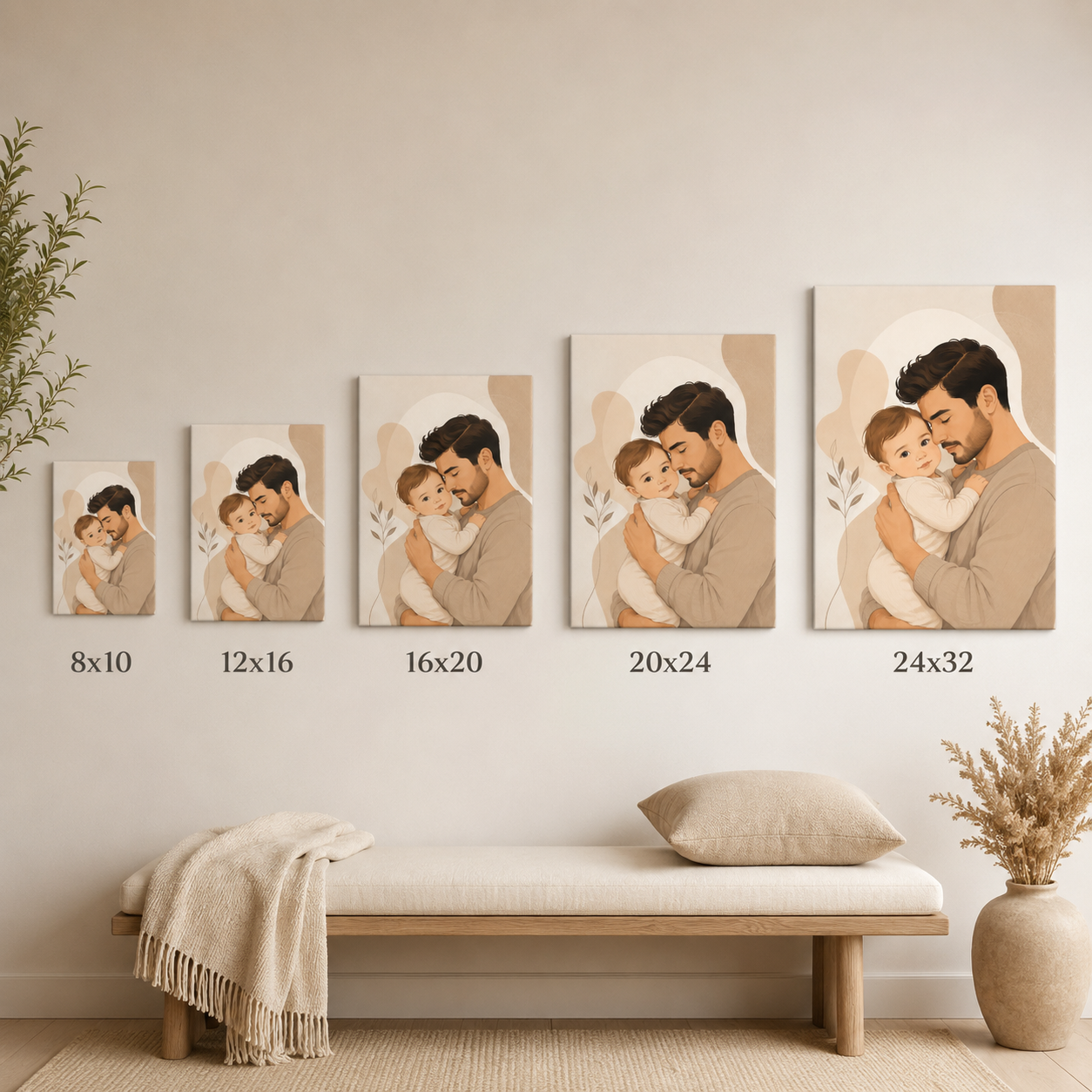 Custom Photo Dad's Baby Canvas Wall Art - Custom Gift For Dad TOM99