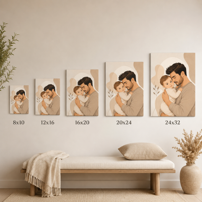 Custom Photo Dad's Baby Canvas Wall Art - Custom Gift For Dad TOM99