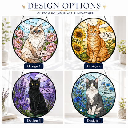 Custom Photo Pet Cat Glass Suncatcher – Personalized Cat Sympathy Memorial Gift THUC99