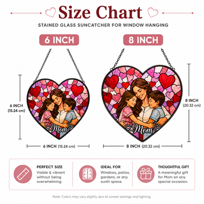Custom Mom and Daughter Photo Glass Suncatcher, Personalized Family Portrait Window Decor Gift THUC99