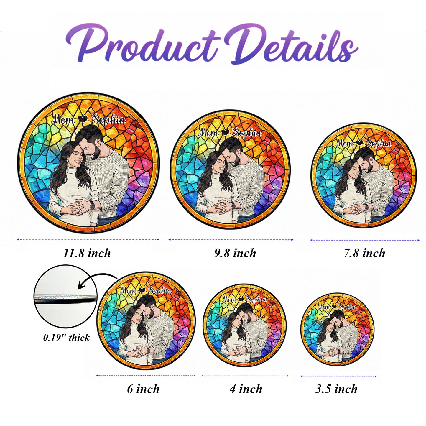 Custom Mom & Baby Photo Suncatcher – Personalized Stained Glass Window Hanging (THUC99)
