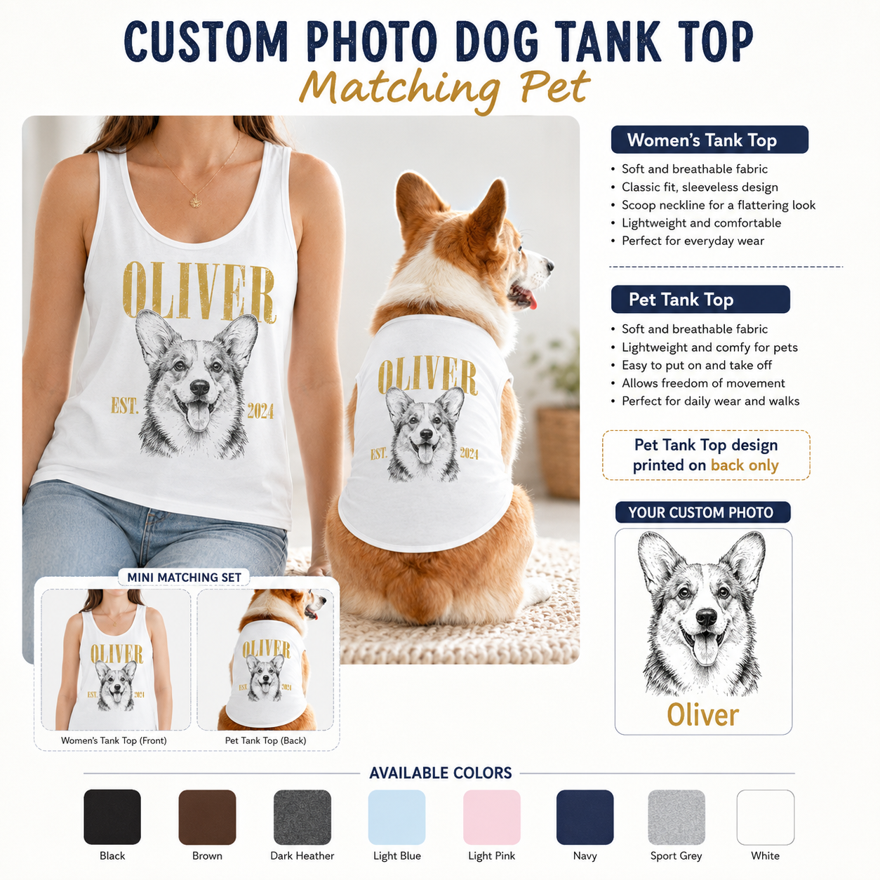Custom Dog Women’s Tank Top and Pet Tank Top, Matching Dog Lover Outfit THUC99