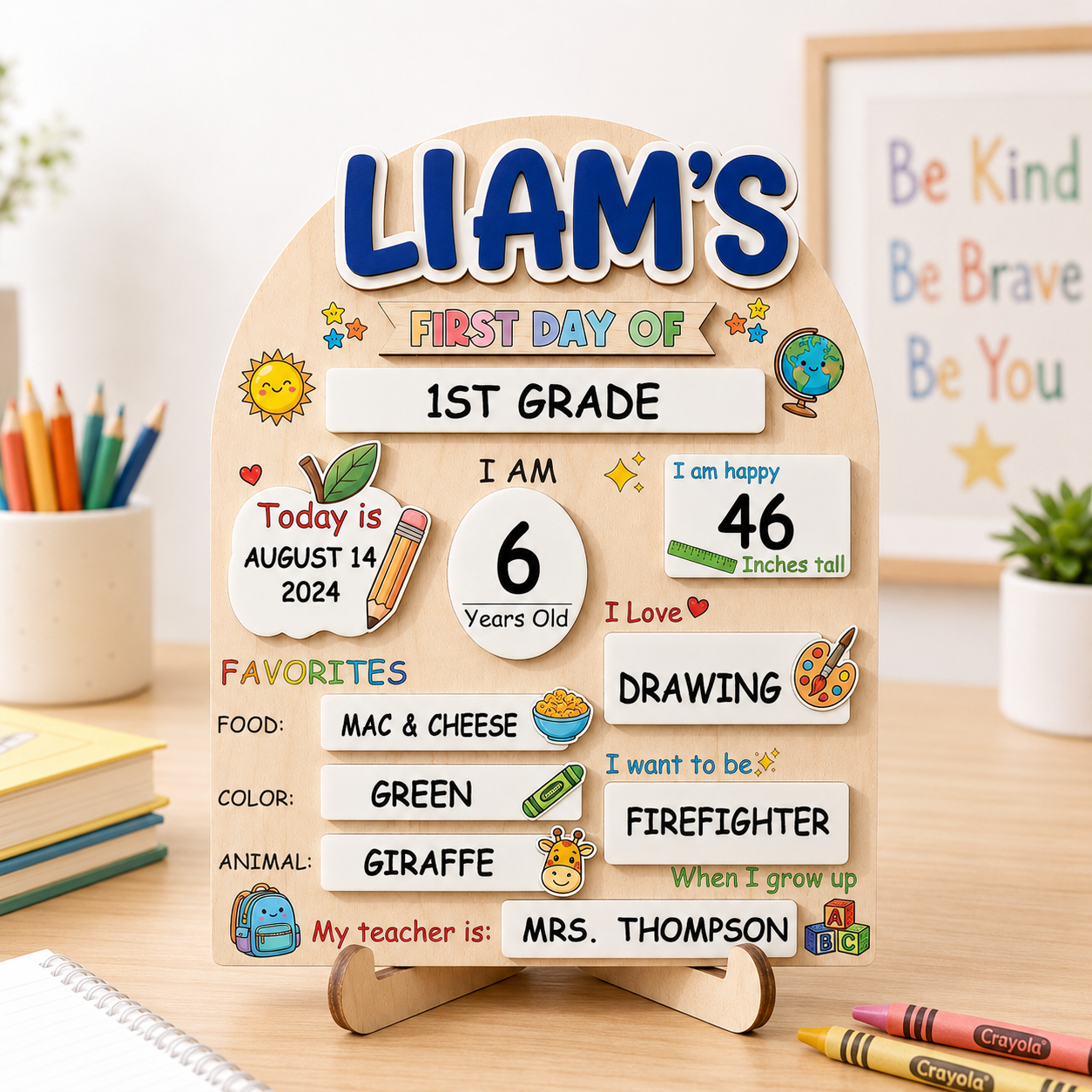 Personalized School Sign for Kids, First Day of School Keepsake Board THUC99