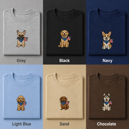 Custom Dog Photo Embroidery Tee, Personalized 250th Year America Pet Shirt, Cute Dog Mom Gift THUC99